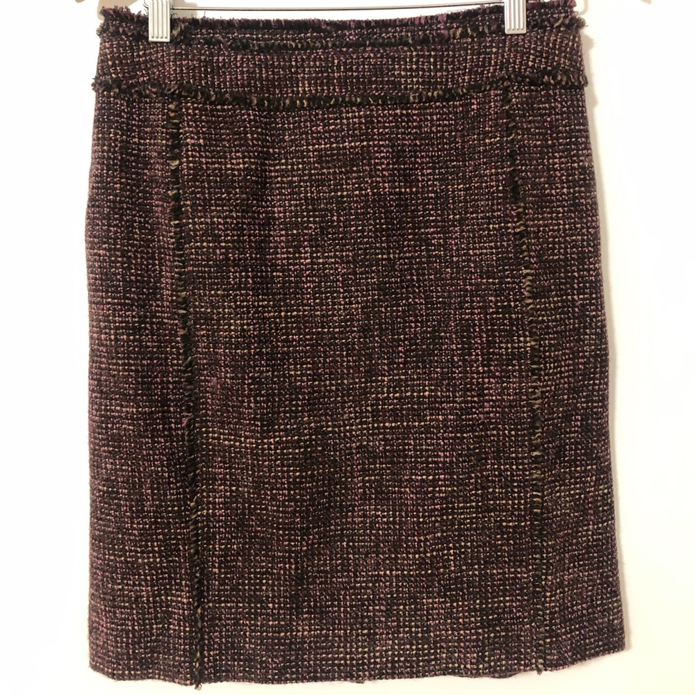 Ann Taylor Wool Blend Purple Skirt with Fringe Accents, size 6P
